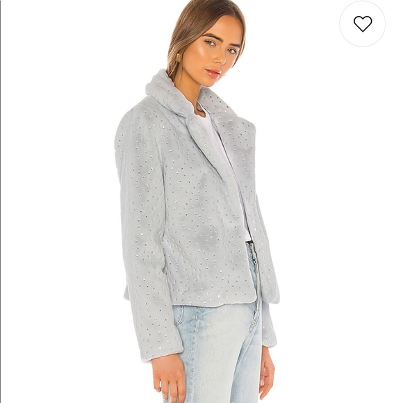 NWT superdown Roxy FaxFur Goat Grey Metallic Stars - Picture 2 of 6